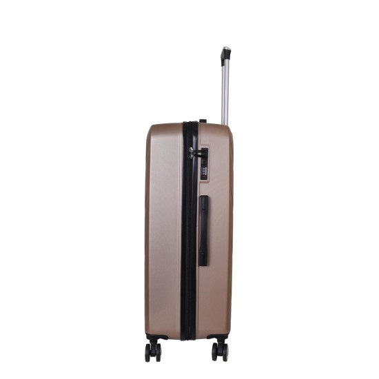 Spacewalk Stylux Hard Luggage Set of 3, 57 cm, 67 cm & 77 cm, 8 Wheels, 3 Year Warranty, Brown