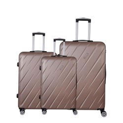 Spacewalk Stylux Hard Luggage Set of 3, 57 cm, 67 cm & 77 cm, 8 Wheels, 3 Year Warranty, Brown