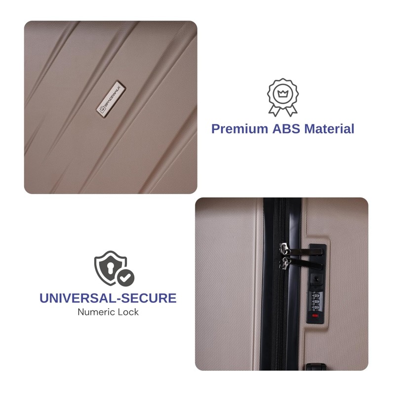 SPACEWALK STYLUX Hard Case ABS Luggage, SMALL, 50L, 8 Spinner Wheels, TSA Lock, Anti-Theft Zip, Lightweight & Durable, 3-Year Warranty, Made in India SPACEWALK STYLUX Hard Case ABS Luggage, SMALL, 50L, 8 Spinner Wheels, TSA Lock, Anti-Theft Zip, Lightweight & Durable, 3-Year Warranty, Made in India
