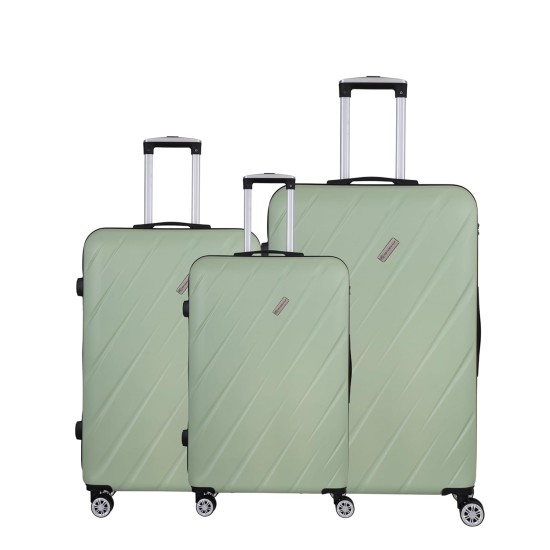 Spacewalk Stylux Hard Luggage Set of 3, 57 cm, 67 cm & 77 cm, 8 Wheels, 3 Year Warranty, Pista Green