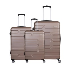 Spacewalk Tokyo Hard Luggage Set of 3, 57 cm, 67 cm & 77 cm, 8 Wheels, 3 Year Warranty, Brown