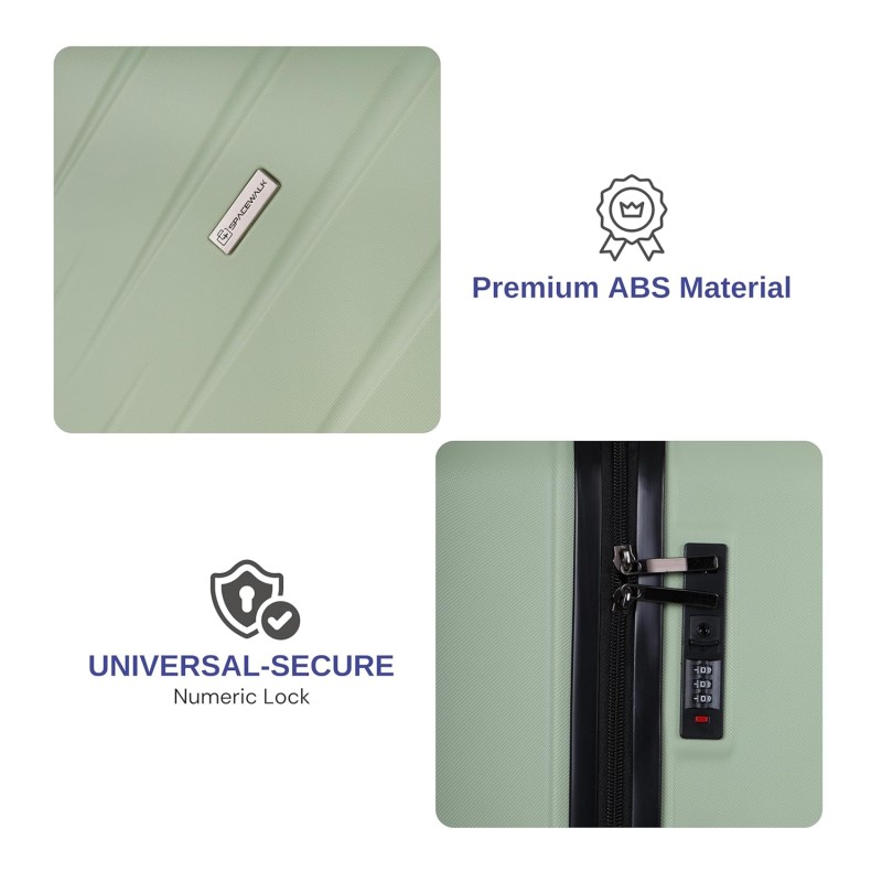 SPACEWALK STYLUX Hard Case ABS Luggage, SMALL, 50L, 8 Spinner Wheels, TSA Lock, Anti-Theft Zip, Lightweight & Durable, 3-Year Warranty, Made in India SPACEWALK STYLUX Hard Case ABS Luggage, SMALL, 50L, 8 Spinner Wheels, TSA Lock, Anti-Theft Zip, Lightweight & Durable, 3-Year Warranty, Made in India