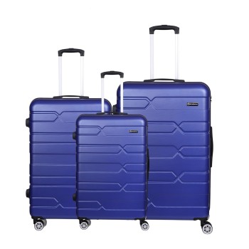 SPACEWALK TOKYO Hard Case ABS Luggage, SET OF 3 (S, M, L), 8 Spinner Wheels, TSA Lock, Anti-Theft Zip, Lightweight & Durable, 3-Year Warranty (Blue)