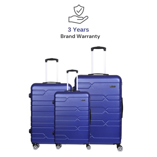 Spacewalk Tokyo Hard Luggage Set of 3, 57 cm, 67 cm & 77 cm, 8 Wheels, 3 Year Warranty, Blue