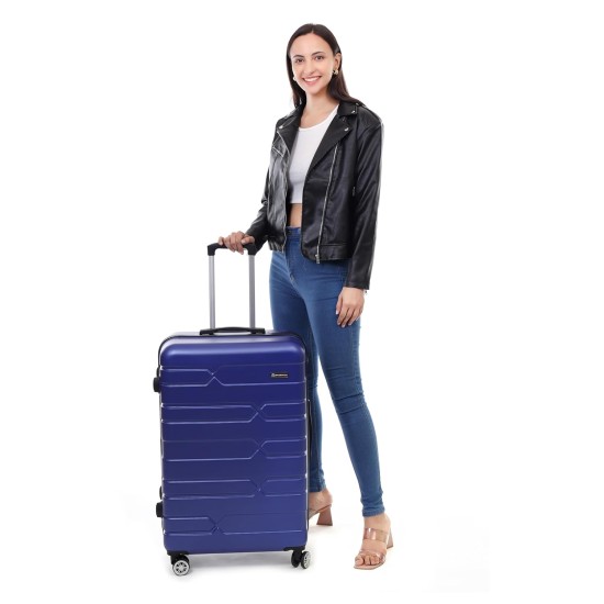 Spacewalk Tokyo Hard Luggage, 77 cm, 8 Wheels, 3 Year Warranty, Blue