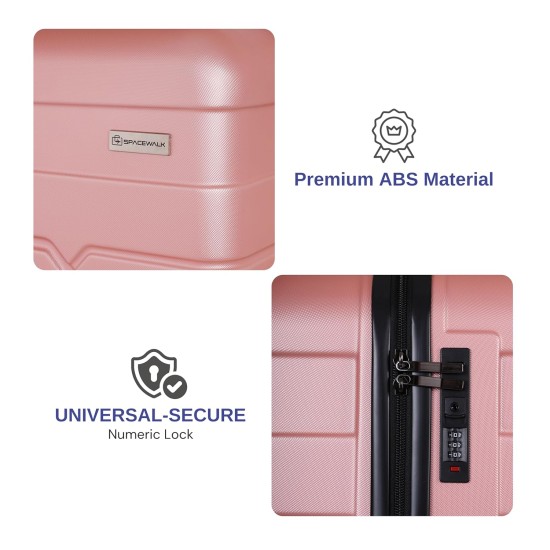 Spacewalk Tokyo ABS Hard Luggage Set of 3, 57 cm, 67 cm & 77 cm, 8 Wheels, 3 Year Warranty, Pink