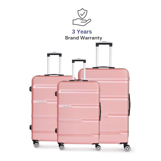 Spacewalk Gloster Hard Luggage Set of 3, 57 cm, 67 cm, 77 cm, 8 Wheels, 3 Year Warranty, Pink