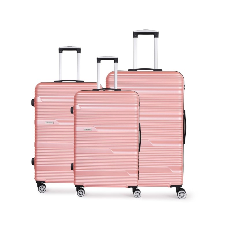 Spacewalk Gloster Hard Luggage Set of 3, 57 cm, 67 cm, 77 cm, 8 Wheels, 3 Year Warranty, Pink Spacewalk Gloster Hard Luggage Set of 3, 57 cm, 67 cm, 77 cm, 8 Wheels, 3 Year Warranty, Pink