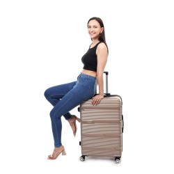 SPACEWALK GLOSTER Hard Case ABS Luggage, 107L, LARGE, 8 Spinner Wheels, TSA Lock, Anti-Theft Zip, Lightweight & Durable, 3-Year Warranty, Made in India