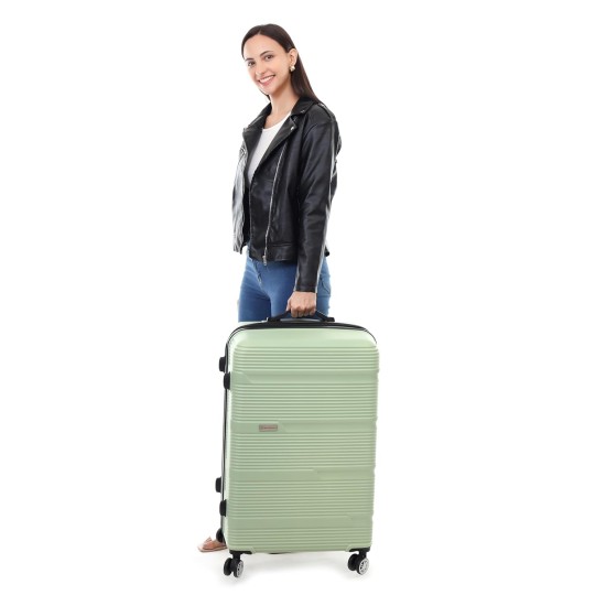 Spacewalk Gloster Hard Luggage Set of 3, 57 cm, 67 cm & 77 cm, 8 Wheels, 3 Year Warranty, Pista Green