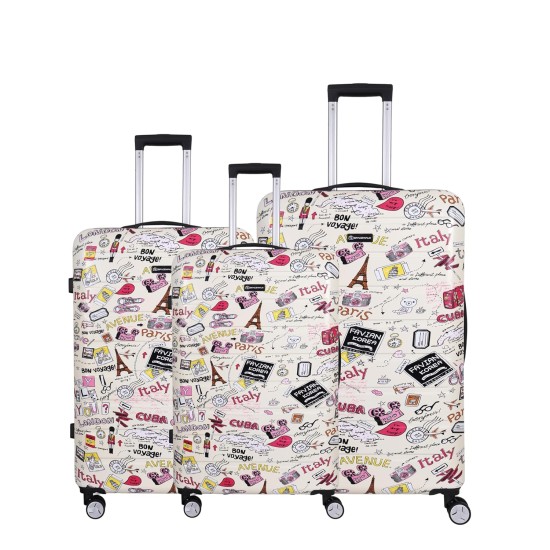 Spacewalk Cadillac Special Edition PC + ABS Luggage Set of 3, 8 Wheels, 3 Year Warranty