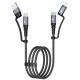 boAt FlexiCharge 400 Charging Cable w/ 4-in-1 Connectivity- USB-A, Type-C, & Lightning Ports, 60W/3A PD Fast Charging,480Mbps Data Sync,2 Swappable Heads,Silicon Cable Tie(Carbon Black)