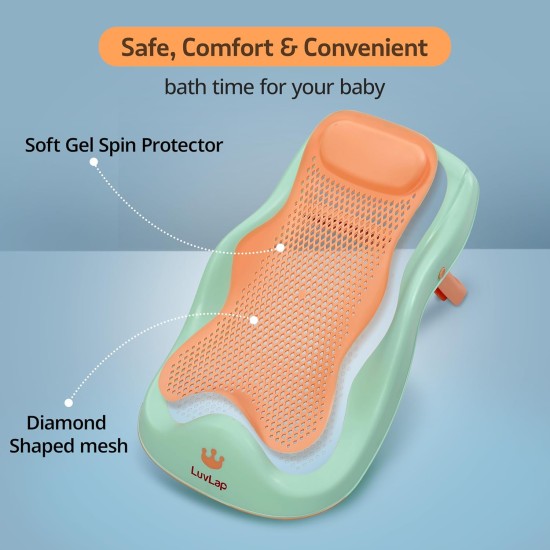 LuvLap Baby Bath Seat 0-12 Months, Durable, Non-Slip, Safe & Comfortable Baby Bather (Green)