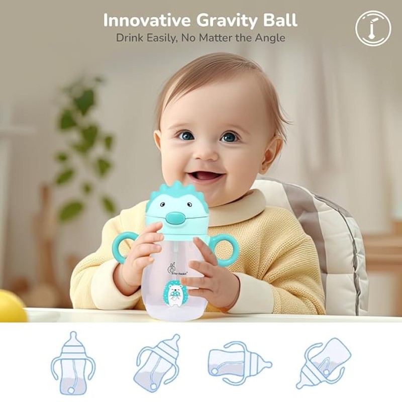 R for Rabbit Spikey Premium Baby Straw Sipper with Anti Gravity Ball | Zero Spill Sippy Cup with Soft Silicone Straw BPA Free & Non Toxic Leak Proof for Kids 9+ Months - (320 ml, Lake Blue) R for Rabbit Spikey Premium Baby Straw Sipper with Anti Gravity Ball | Zero Spill Sippy Cup with Soft Silicone Straw BPA Free & Non Toxic Leak Proof for Kids 9+ Months - (320 ml, Lake Blue)