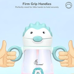 R for Rabbit Spikey Premium Baby Straw Sipper with Anti Gravity Ball | Zero Spill Sippy Cup with Soft Silicone Straw BPA Free & Non Toxic Leak Proof for Kids 9+ Months - (320 ml, Lake Blue)
