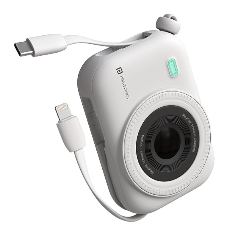 Portronics Power Shutter 10000mAh 15W Magnetic Wireless Fast Charging Powerbank with in-Built Type C & 8 Pin Cable, 22.5W Type C PD Output, Type C Bidirectional Port, LED Display (White) Portronics Power Shutter 10000mAh 15W Magnetic Wireless Fast Charging Powerbank with in-Built Type C & 8 Pin Cable, 22.5W Type C PD Output, Type C Bidirectional Port, LED Display (White)