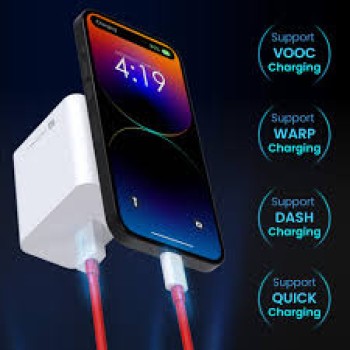 Portronics 35W Adapto 35A USB-A Fast Charging Adaptor with 1M Charging Cable, Support VOOC Charging /WARP Charging /Dash Charging