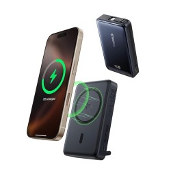 Baseus Nomos Qi2 10000mAh 45W Magnetic Wireless Power Bank – Built-in USB-C Cable, Kickstand Design, PD Fast Charging – Cosmic Black