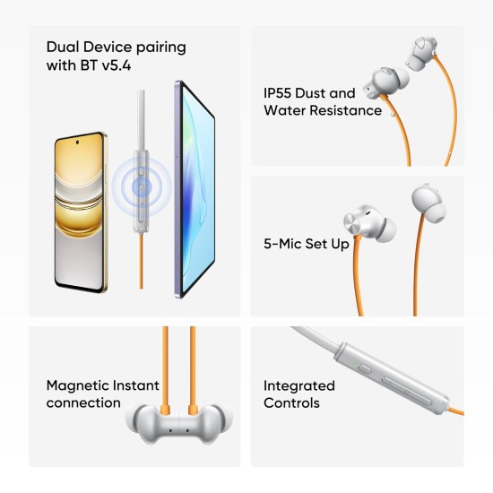 realme Buds Wireless 5 ANC in Ear Bluetooth Headphones,50dB ANC, 13.6mm Dynamic Bass Driver,360? Spatial Audio,45ms Low Latency,Upto 38hrs Playback,IP55 Rating,Dual Device Connection (Dawn Silver) realme Buds Wireless 5 ANC in Ear Bluetooth Headphones,50dB ANC, 13.6mm Dynamic Bass Driver,360? Spatial Audio,45ms Low Latency,Upto 38hrs Playback,IP55 Rating,Dual Device Connection (Dawn Silver)