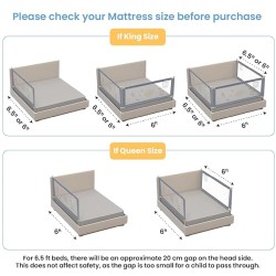 Cherilo Baby Bed Rail Guard for Baby Safety & Toddler Safety, 180cm X 73cm, Foldable & Portable, Height Adjustable & Collapsible Bed Rail Barrier, Single Bed Side Rails for Baby, (Pack of 1)