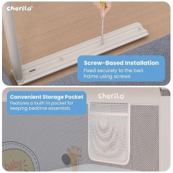 Cherilo Baby Bed Rail Guard for Baby Safety & Toddler Safety, 180cm X 73cm, Foldable & Portable, Height Adjustable & Collapsible Bed Rail Barrier, Single Bed Side Rails for Baby, (Pack of 1)