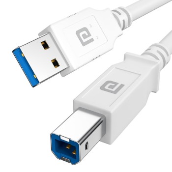 (Refurbished) Portronics PrintLink 3 Printer Cable with USB Type-A to USB Type-B Male Connectors, 3 Meters / 10 Ft Long, High-Speed Transfer Cord for Printers & Scanners (White)