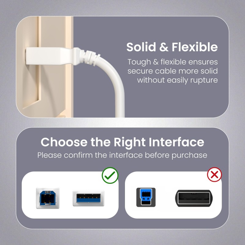 (Refurbished) Portronics PrintLink 3 Printer Cable with USB Type-A to USB Type-B Male Connectors, 3 Meters / 10 Ft Long, High-Speed Transfer Cord for Printers & Scanners (White) (Refurbished) Portronics PrintLink 3 Printer Cable with USB Type-A to USB Type-B Male Connectors, 3 Meters / 10 Ft Long, High-Speed Transfer Cord for Printers & Scanners (White)