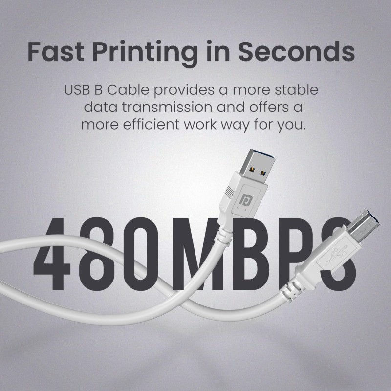 (Refurbished) Portronics PrintLink 3 Printer Cable with USB Type-A to USB Type-B Male Connectors, 3 Meters / 10 Ft Long, High-Speed Transfer Cord for Printers & Scanners (White) (Refurbished) Portronics PrintLink 3 Printer Cable with USB Type-A to USB Type-B Male Connectors, 3 Meters / 10 Ft Long, High-Speed Transfer Cord for Printers & Scanners (White)