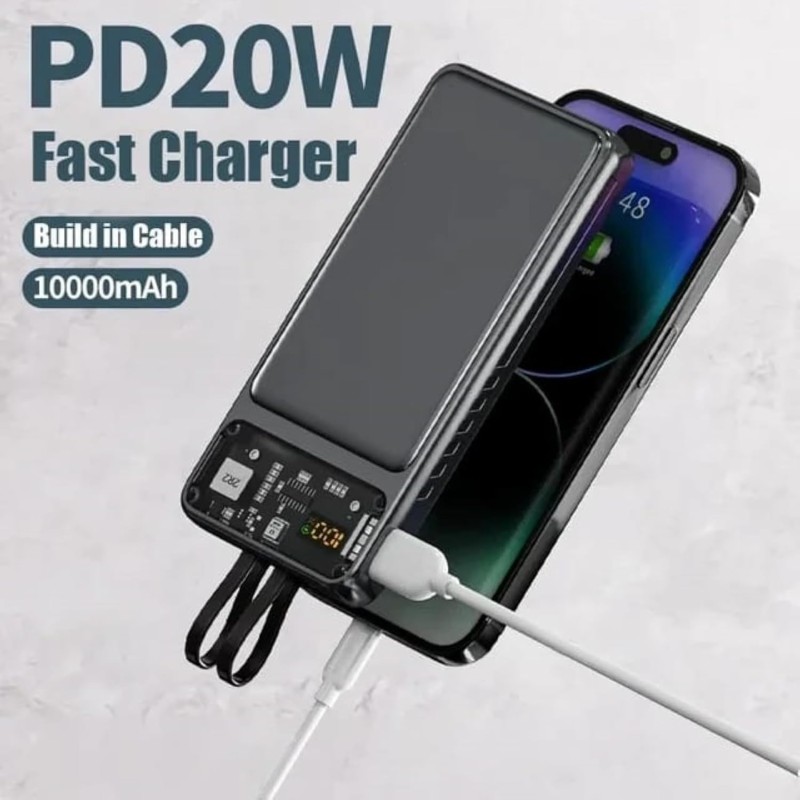 (Refurbished) PremiumAV 10000mAh Power Bank, 22.5W Fast Charging| Buit-in 2-in-1 Cables | 2 Output Ports and 2 Input | Digital Display |for iPhone, Smartphones (Black) (Refurbished) PremiumAV 10000mAh Power Bank, 22.5W Fast Charging| Buit-in 2-in-1 Cables | 2 Output Ports and 2 Input | Digital Display |for iPhone, Smartphones (Black)