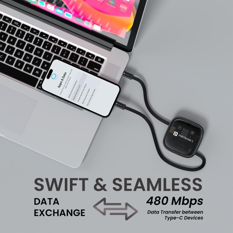 (Refurbished) Portronics Snapcase 2 60W Multifunctional Fast Charging Data Cable Kit With Retractable Cable, Conversion Set USB A & Type C to Male Micro/Lightning,Sim Storage,Sim Eject Pin (Refurbished) Portronics Snapcase 2 60W Multifunctional Fast Charging Data Cable Kit With Retractable Cable, Conversion Set USB A & Type C to Male Micro/Lightning,Sim Storage,Sim Eject Pin