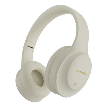 (Refurbished) HAMMER Vibe ENC Bluetooth Headphone, 40mm Driver, Dual Pairing, 60hrs Playtime, Voice Assistant, BT V5.4, Game Mode, Soft Cushions, Lightweight Headphones for Music, Gaming and Calls (Beige)