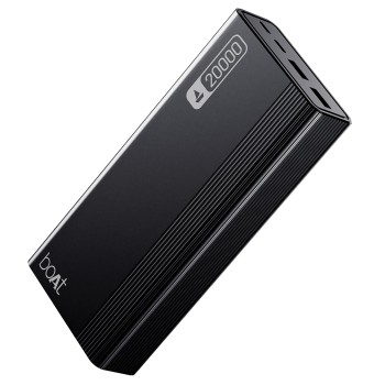 (Refurbished) Boat Energyshroom PB401 20000 mAh 22.5W Fast Charging Power Bank (4X Output Ports, Supports Android, iPhone, Tablets, Earbuds, etc.) (Carbon Black), USB Type C