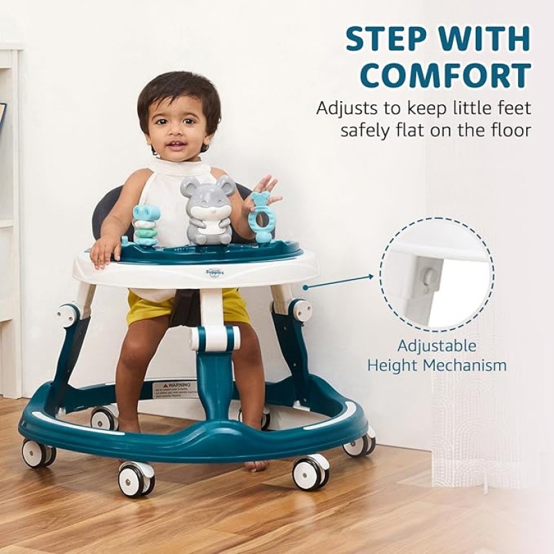 Amazon Brand - Supples Baby Walker (Musical) | Kids Walker with Toys | Baby Walkers for Boys & Girls 9+ Months | Adjustable Height Walker with RGB Lights | Sea Green & White Amazon Brand - Supples Baby Walker (Musical) | Kids Walker with Toys | Baby Walkers for Boys & Girls 9+ Months | Adjustable Height Walker with RGB Lights | Sea Green & White