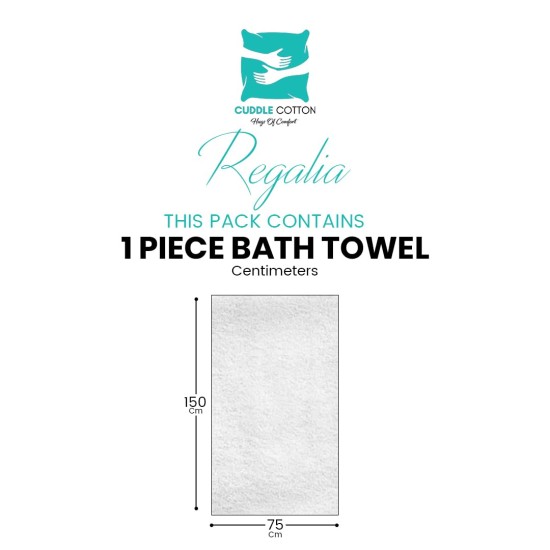 Cuddle Cotton Regalia Zero Twist Bath Towel, 600 GSM, 75 cm x 150 cm, Arctic Blue