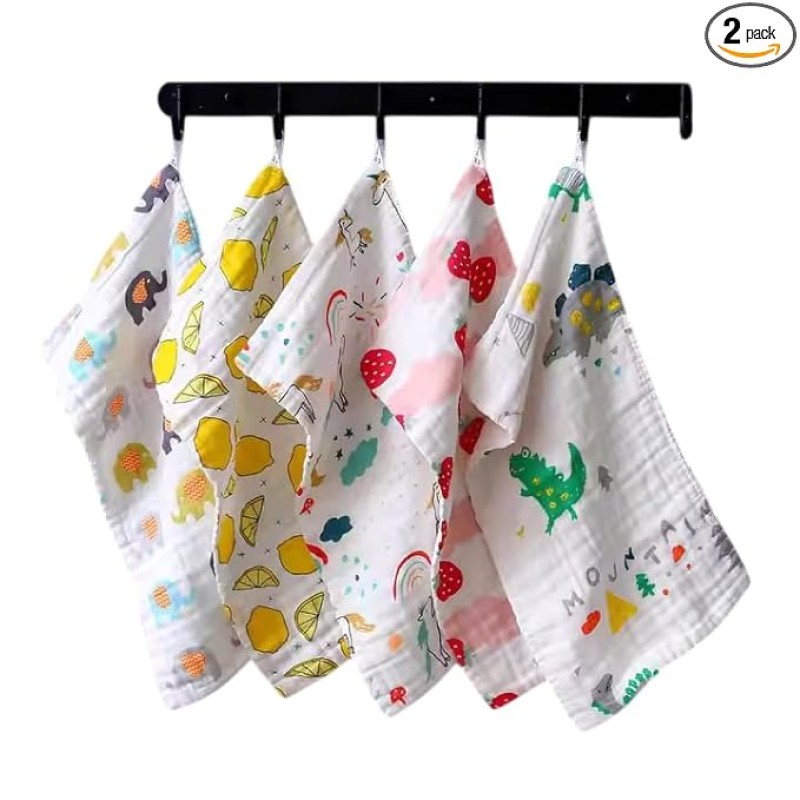 BabyGo Baby Muslin Washcloths, Super Soft 100% Cotton Face Towels | Reusable Hygiene Wash Cloth | Napkin for New Babies | Soft Hankies for Children (25cm x50cm) (Pack of 2) BabyGo Baby Muslin Washcloths, Super Soft 100% Cotton Face Towels | Reusable Hygiene Wash Cloth | Napkin for New Babies | Soft Hankies for Children (25cm x50cm) (Pack of 2)