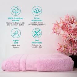 Cuddle Cotton Regalia Zero Twist Bath Towel, 600 GSM, 75 cm x 150 cm, Rose Pink