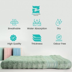 Cuddle Cotton Elite Bath Towel, 75 x 150 cm, Wave Design, Saga Green