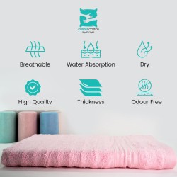 Cuddle Cotton Bath Towel, 75 x 150 cm, 580 GSM, Wave Design, Blossom Pink