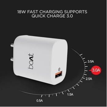 boAt WCD QC 3.0 18W Wall Charger with with Micro USB Cable, Quick Charge 3.0 Technology, Superior Protection, Maximum Efficiency(White) boAt WCD QC 3.0 18W Wall Charger with with Micro USB Cable, Quick Charge 3.0 Technology, Superior Protection, Maximum Efficiency(White)