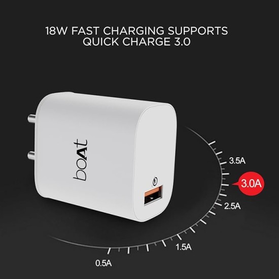 boAt WCD QC 3.0 18W Wall Charger with with Micro USB Cable, Quick Charge 3.0 Technology, Superior Protection, Maximum Efficiency(White)