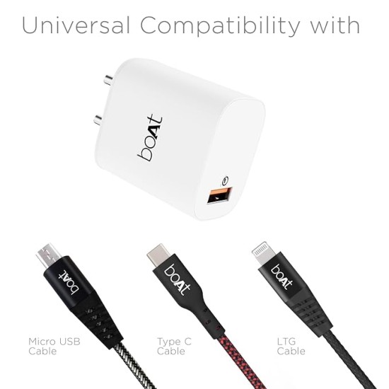 boAt WCD QC 3.0 18W Wall Charger with with Micro USB Cable, Quick Charge 3.0 Technology, Superior Protection, Maximum Efficiency(White)