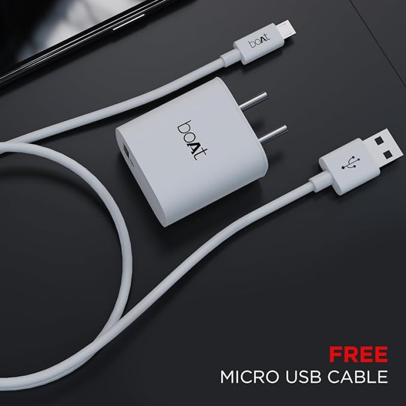 boAt WCD QC 3.0 18W Wall Charger with with Micro USB Cable, Quick Charge 3.0 Technology, Superior Protection, Maximum Efficiency(White)