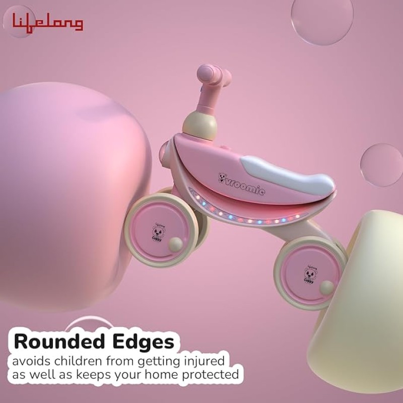 Lifelong Cuppy Vroomie Kids Ride-On Bike with Music & Lights|Push Rideon 1+ Years|Fun & Safe Toddler Bike|Durable Indoor & Outdoor Toy Vehicle for Boys & Girls|Easy-to-Ride