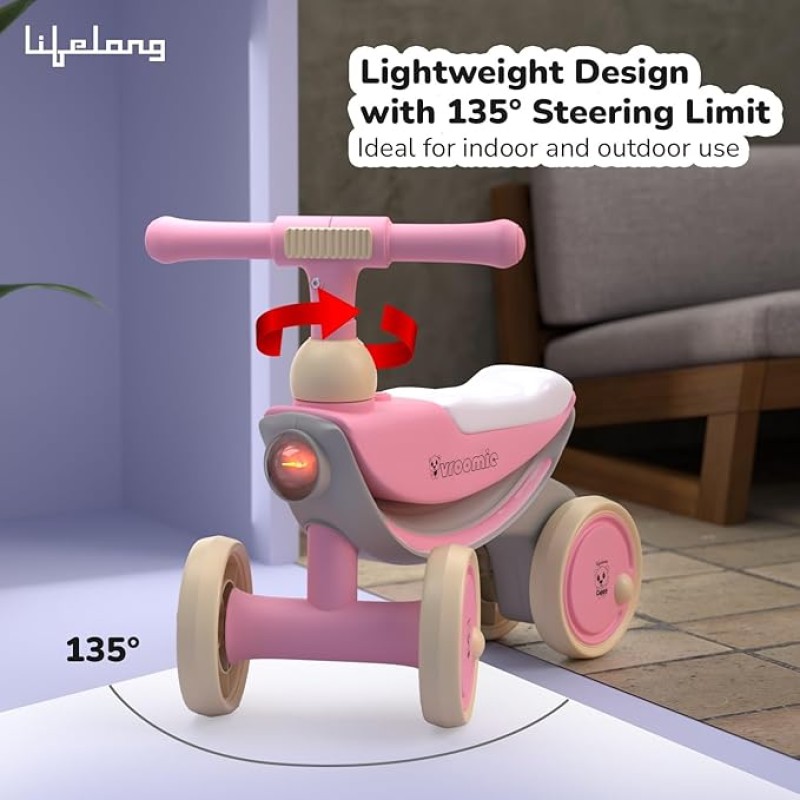 Lifelong Cuppy Vroomie Kids Ride-On Bike with Music & Lights|Push Rideon 1+ Years|Fun & Safe Toddler Bike|Durable Indoor & Outdoor Toy Vehicle for Boys & Girls|Easy-to-Ride