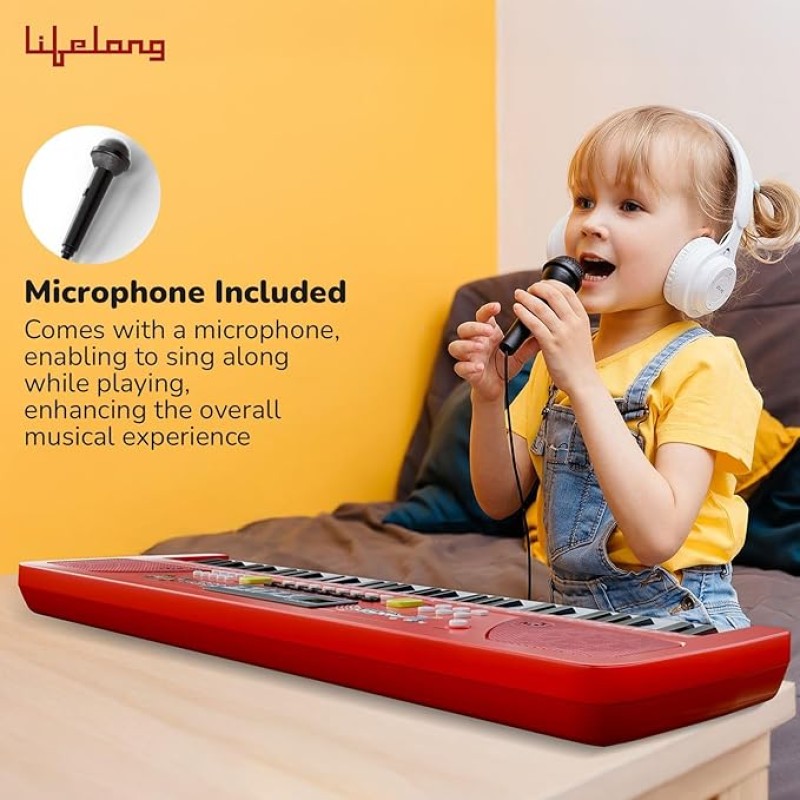Lifelong Disney Mickey Electronic Piano Keyboard - 61-Key | Mic & One Side Speaker | 16 Tones, 10 Rhythms, 8 Percussions | Song Record, Finger Chord & Demo Modes | Microphone, USB Powered 
