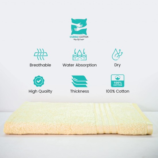 Cuddle Cotton Requisite 100% Cotton Bath Towel, 400 GSM, 70 cm x 147 cm, Sunshine Yellow