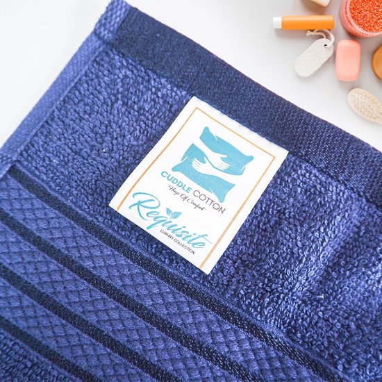 Cuddle Cotton 100% Cotton Requisite Hand Towel Set of 2, 40 cm x 60 cm, 400 GSM, Sapphire Blue