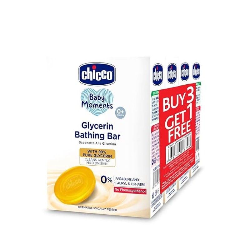 Chicco Baby Moments Glycerin Bathing Bar with 99% Pure Glycerin 300g (Buy 3 Get 1 Free) Chicco Baby Moments Glycerin Bathing Bar with 99% Pure Glycerin 300g (Buy 3 Get 1 Free)
