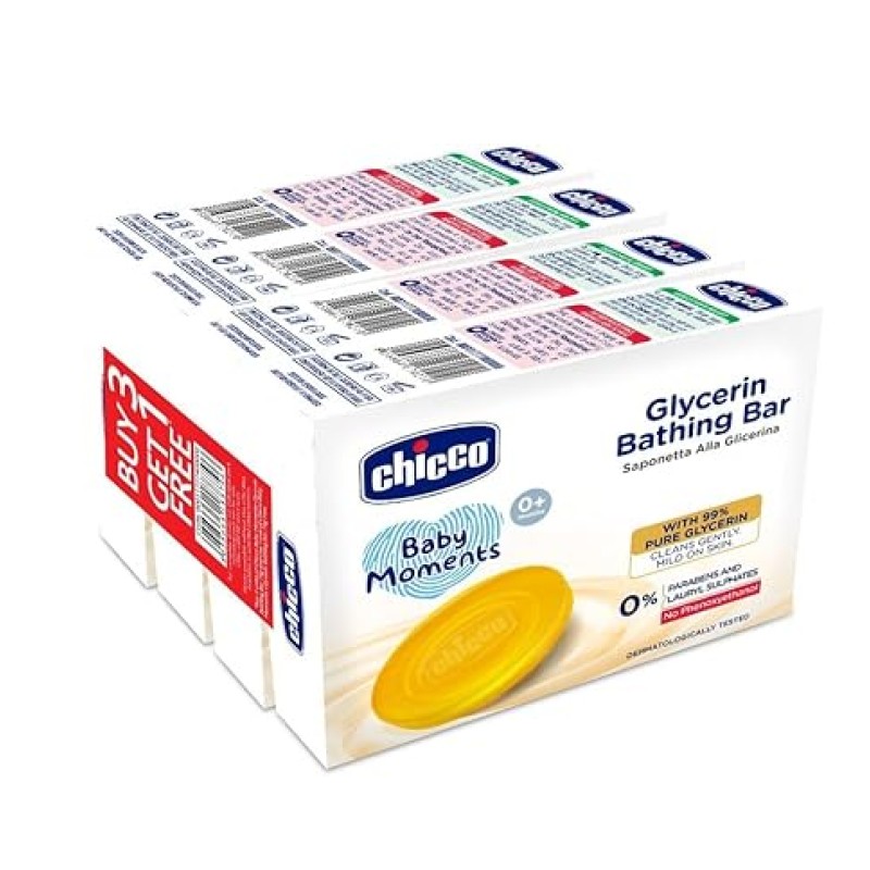 Chicco Baby Moments Glycerin Bathing Bar with 99% Pure Glycerin 300g (Buy 3 Get 1 Free) Chicco Baby Moments Glycerin Bathing Bar with 99% Pure Glycerin 300g (Buy 3 Get 1 Free)
