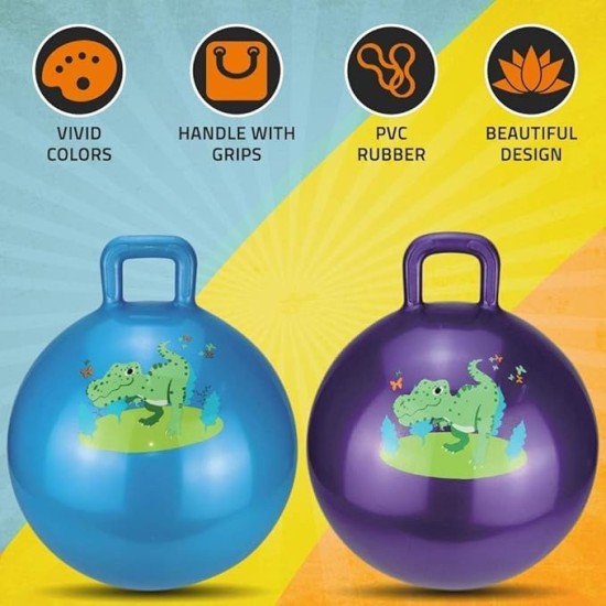 MiniSteps Sit & Bounce Hop Ball for Kids Indoor & Outdoor Jumping Toy, Durable Rubber Bouncing Ball (Size 56cm/22 Inch, Multicolor)